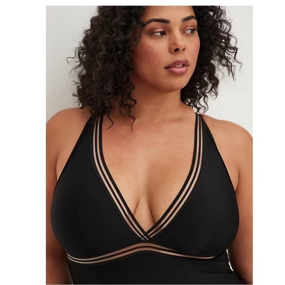 Torrid SHADOW STRIPE INSET WIRELESS SWIMSUIT - Picture 4 of 13
